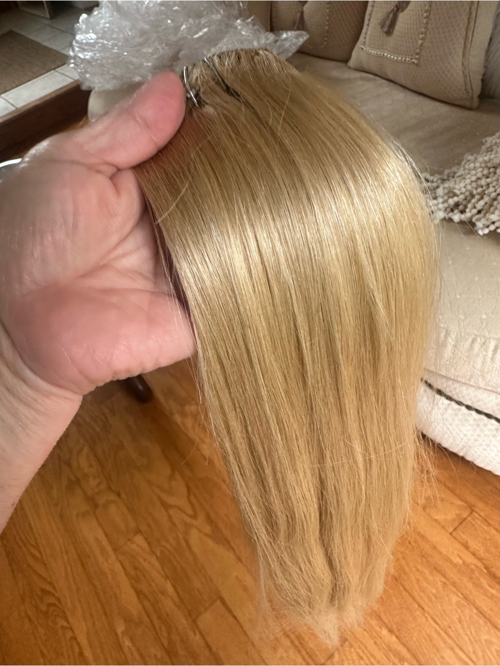 Clip-In fiber human blend Hair Extension - Natural golden Blonde